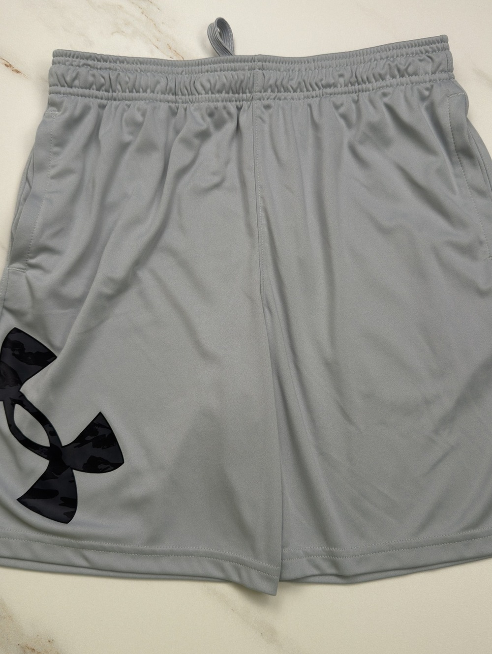 Under Armour Gray Logo Athletic Shorts - Boys XL